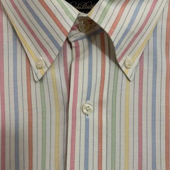 Brooks Brothers Classic Logo Striped Cotton Spring Summer Shirt Mens XL XXL - Picture 4 of 7